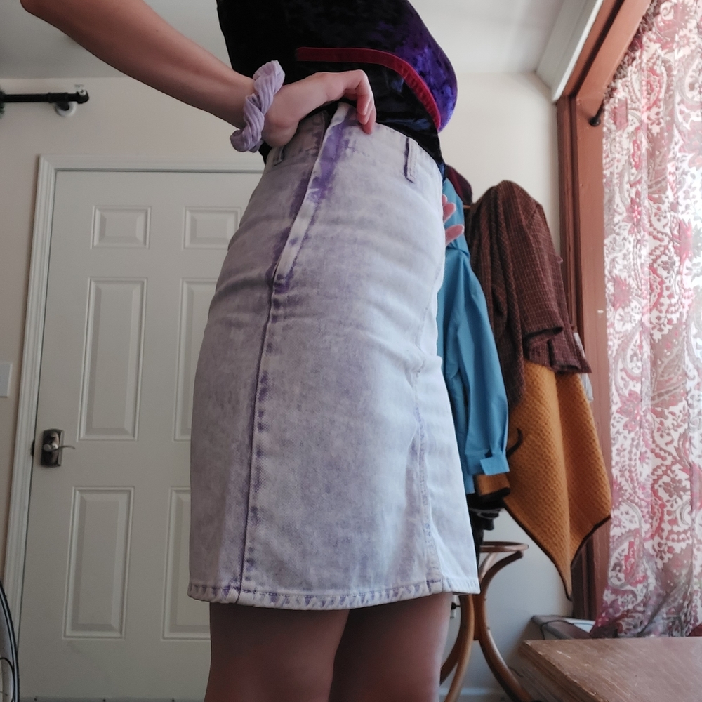 Vintage purple acid wash mini skirt